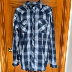 Men's Wrangler Western Pearl Snap Button Down Long Sleeve Plaid Shirt, XL